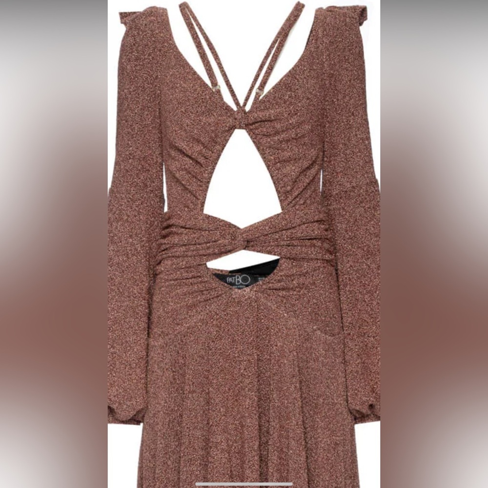 PATBO Lurex Cut Out Brown Maxi Dress - Picture 12 of 15